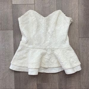 🕊 Cropped White Peplum Bustier Top 🕊